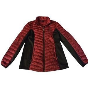 32 Degrees Heat Maroon/Black Full Zip Puffer Jacket Womens Sz Medium